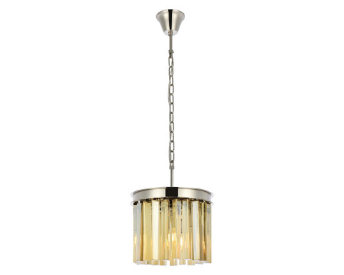 Elegant Crystal Prism 6 Light Round Chandelier - Polished Nickel/Gold, L 12" (1208D12PN-GT-RC)