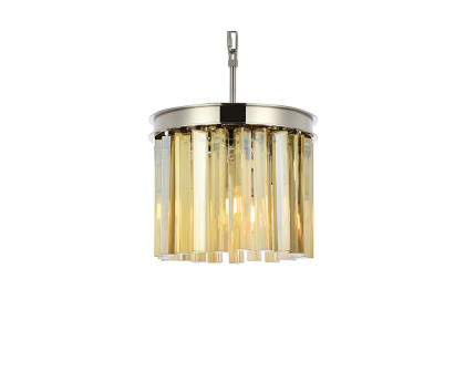 Elegant Crystal Prism 6 Light Round Chandelier - Polished Nickel/Gold, L 12" (1208D12PN-GT-RC)