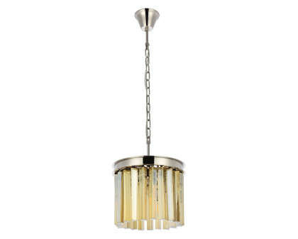 Elegant Crystal Prism 6 Light Round Chandelier - Polished Nickel/Gold, L 12" (1208D12PN-GT-RC)