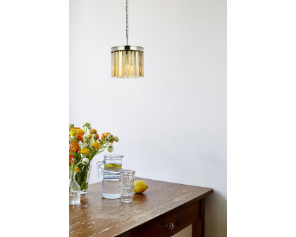 Elegant Crystal Prism 6 Light Round Chandelier - Polished Nickel/Gold, L 12" (1208D12PN-GT-RC)