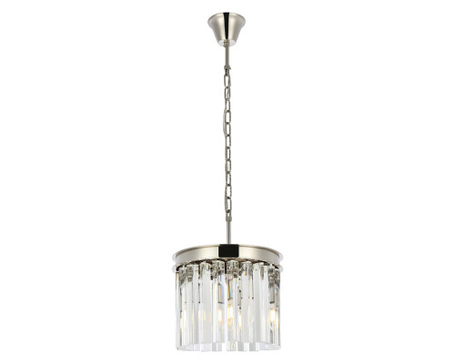 Elegant Crystal Prism 6 Light Round Chandelier - Polished Nickel, L 12" (1208D12PN-RC)