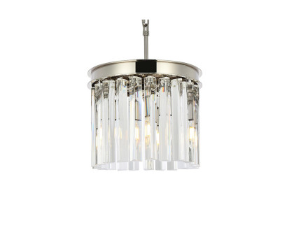 Elegant Crystal Prism 6 Light Round Chandelier - Polished Nickel, L 12" (1208D12PN-RC)