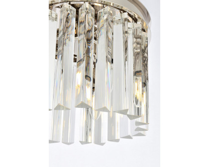 Elegant Crystal Prism 6 Light Round Chandelier - Polished Nickel, L 12" (1208D12PN-RC)