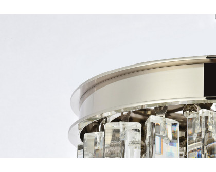 Elegant Crystal Prism 6 Light Round Chandelier - Polished Nickel, L 12" (1208D12PN-RC)