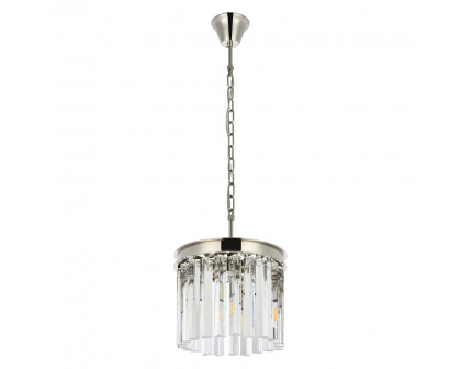 Elegant Crystal Prism 6 Light Round Chandelier - Polished Nickel, L 12" (1208D12PN-RC)