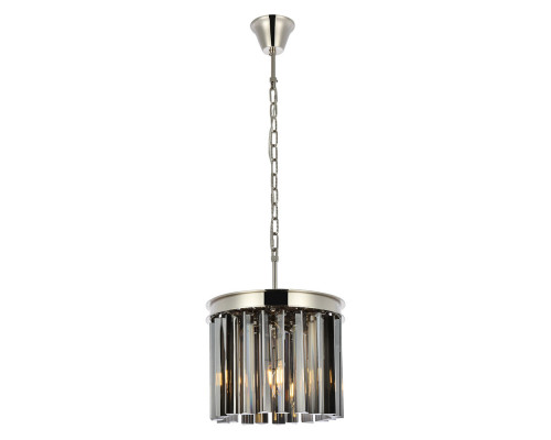 Elegant Crystal Prism 6 Light Round Chandelier - Polished Nickel/Silver, L 12" (1208D12PN-SS-RC)