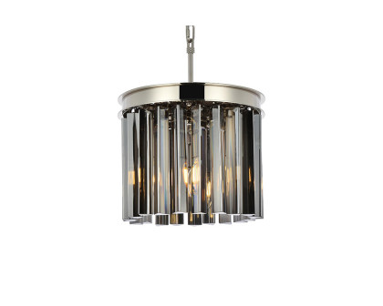 Elegant Crystal Prism 6 Light Round Chandelier - Polished Nickel/Silver, L 12" (1208D12PN-SS-RC)