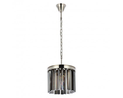 Elegant Crystal Prism 6 Light Round Chandelier - Polished Nickel/Silver, L 12" (1208D12PN-SS-RC)