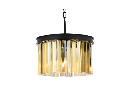 Elegant Crystal Prism 6 Light Round Chandelier - Matte Black/Gold, L 16" (1208D16MB-GT-RC)