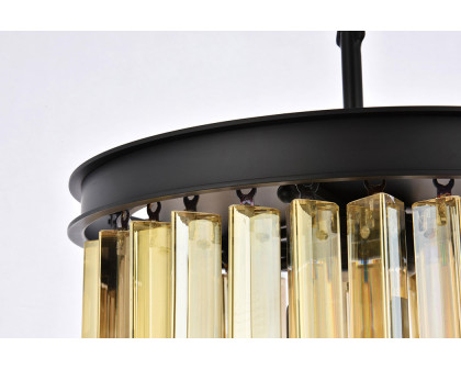 Elegant Crystal Prism 6 Light Round Chandelier - Matte Black/Gold, L 16" (1208D16MB-GT-RC)