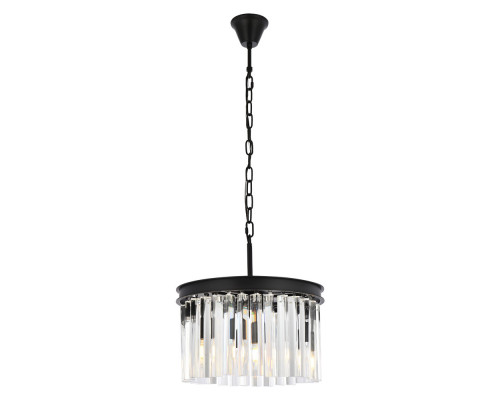 Elegant Crystal Prism 6 Light Round Chandelier - Matte Black, L 16" (1208D16MB-RC)