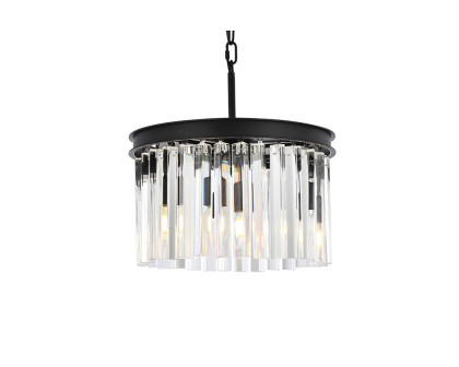 Elegant Crystal Prism 6 Light Round Chandelier - Matte Black, L 16" (1208D16MB-RC)