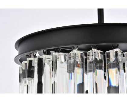 Elegant Crystal Prism 6 Light Round Chandelier - Matte Black, L 16" (1208D16MB-RC)