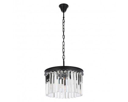 Elegant Crystal Prism 6 Light Round Chandelier - Matte Black, L 16" (1208D16MB-RC)