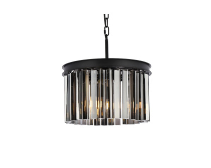 Elegant Crystal Prism 6 Light Round Chandelier - Matte Black/Silver, L 16" (1208D16MB-SS-RC)