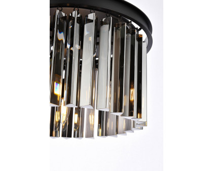 Elegant Crystal Prism 6 Light Round Chandelier - Matte Black/Silver, L 16" (1208D16MB-SS-RC)