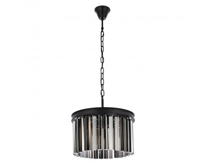 Elegant Crystal Prism 6 Light Round Chandelier - Matte Black/Silver, L 16" (1208D16MB-SS-RC)