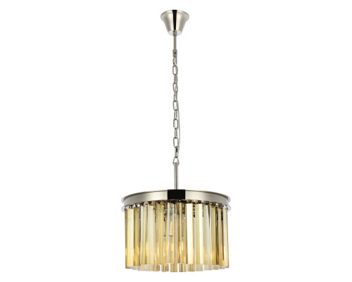 Elegant Crystal Prism 6 Light Round Chandelier - Polished Nickel/Gold, L 16" (1208D16PN-GT-RC)