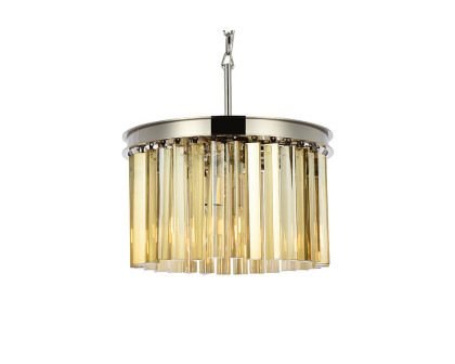 Elegant Crystal Prism 6 Light Round Chandelier - Polished Nickel/Gold, L 16" (1208D16PN-GT-RC)