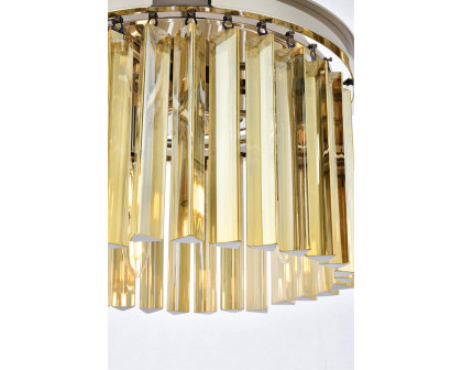 Elegant Crystal Prism 6 Light Round Chandelier - Polished Nickel/Gold, L 16" (1208D16PN-GT-RC)