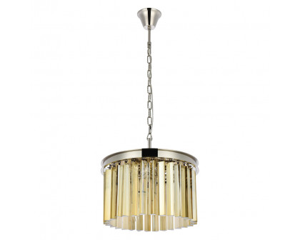 Elegant Crystal Prism 6 Light Round Chandelier - Polished Nickel/Gold, L 16" (1208D16PN-GT-RC)