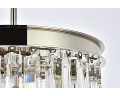 Elegant Crystal Prism 6 Light Round Chandelier - Polished Nickel, L 16" (1208D16PN-RC)