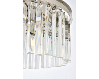 Elegant Crystal Prism 6 Light Round Chandelier - Polished Nickel, L 16" (1208D16PN-RC)