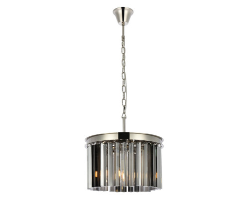 Elegant Crystal Prism 6 Light Round Chandelier - Polished Nickel/Silver, L 16" (1208D16PN-SS-RC)