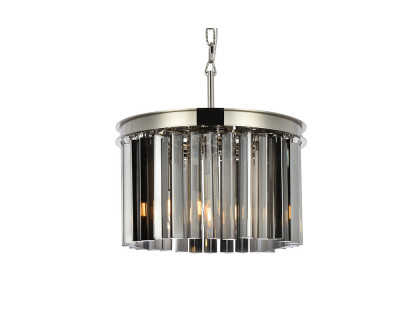 Elegant Crystal Prism 6 Light Round Chandelier - Polished Nickel/Silver, L 16" (1208D16PN-SS-RC)