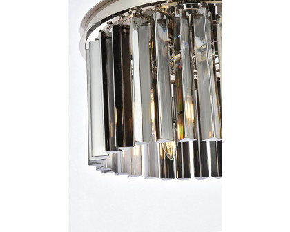 Elegant Crystal Prism 6 Light Round Chandelier - Polished Nickel/Silver, L 16" (1208D16PN-SS-RC)