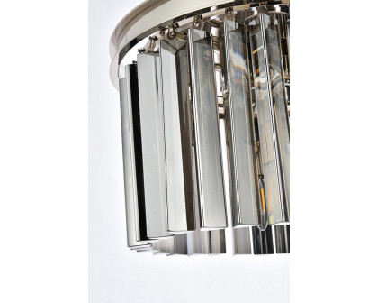 Elegant Crystal Prism 6 Light Round Chandelier - Polished Nickel/Silver, L 16" (1208D16PN-SS-RC)