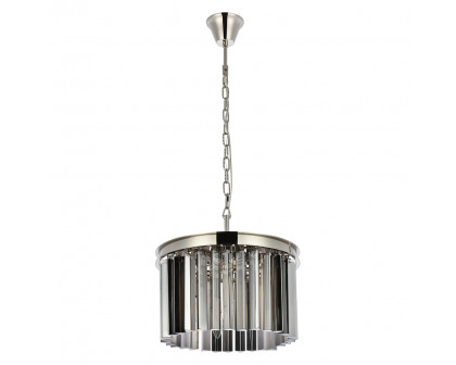 Elegant Crystal Prism 6 Light Round Chandelier - Polished Nickel/Silver, L 16" (1208D16PN-SS-RC)