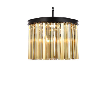 Elegant Crystal Prism 6 Light Round Chandelier - Matte Black/Gold, L 20" (1208D20MB-GT-RC)