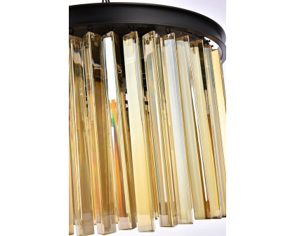 Elegant Crystal Prism 6 Light Round Chandelier - Matte Black/Gold, L 20" (1208D20MB-GT-RC)