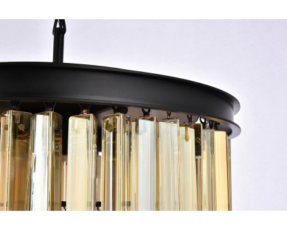 Elegant Crystal Prism 6 Light Round Chandelier - Matte Black/Gold, L 20" (1208D20MB-GT-RC)