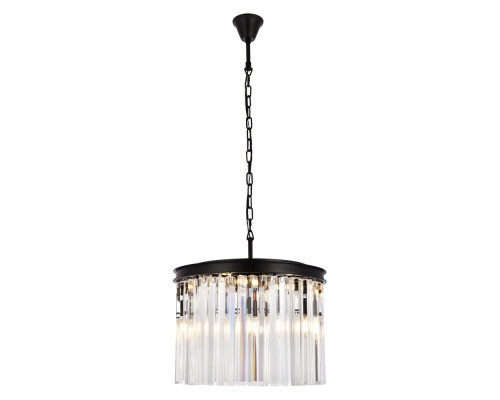 Elegant Crystal Prism 6 Light Round Chandelier - Matte Black, L 20" (1208D20MB-RC)