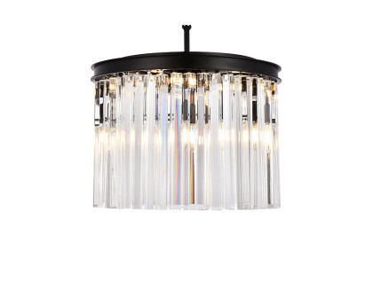 Elegant Crystal Prism 6 Light Round Chandelier - Matte Black, L 20" (1208D20MB-RC)