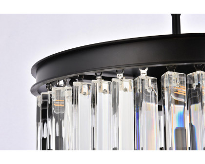 Elegant Crystal Prism 6 Light Round Chandelier - Matte Black, L 20" (1208D20MB-RC)