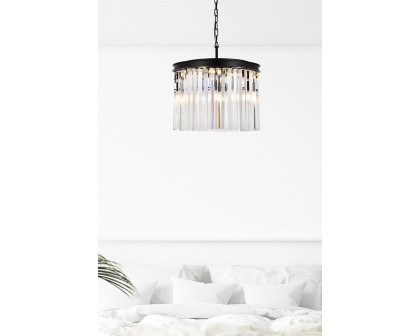 Elegant Crystal Prism 6 Light Round Chandelier - Matte Black, L 20" (1208D20MB-RC)