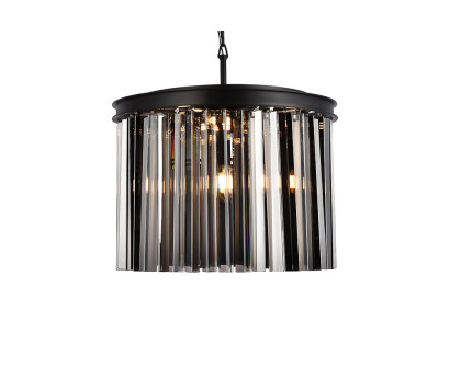 Elegant Crystal Prism 6 Light Round Chandelier - Matte Black/Silver, L 20" (1208D20MB-SS-RC)