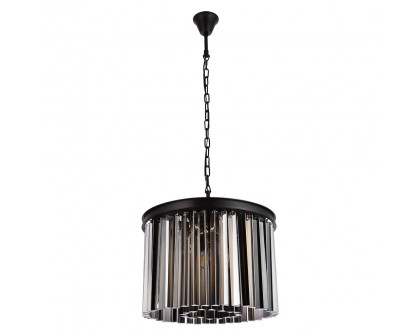 Elegant Crystal Prism 6 Light Round Chandelier - Matte Black/Silver, L 20" (1208D20MB-SS-RC)