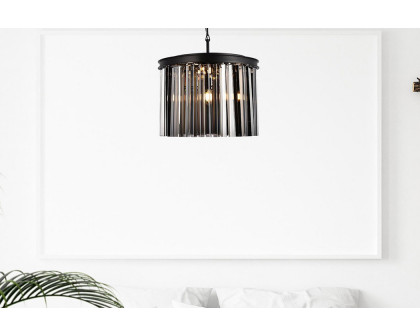 Elegant Crystal Prism 6 Light Round Chandelier - Matte Black/Silver, L 20" (1208D20MB-SS-RC)