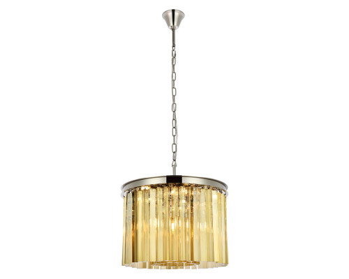 Elegant Crystal Prism 6 Light Round Chandelier - Polished Nickel/Gold, L 20" (1208D20PN-GT-RC)