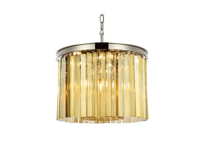 Elegant Crystal Prism 6 Light Round Chandelier - Polished Nickel/Gold, L 20" (1208D20PN-GT-RC)