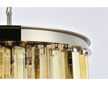 Elegant Crystal Prism 6 Light Round Chandelier - Polished Nickel/Gold, L 20" (1208D20PN-GT-RC)