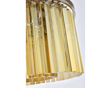 Elegant Crystal Prism 6 Light Round Chandelier - Polished Nickel/Gold, L 20" (1208D20PN-GT-RC)