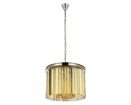 Elegant Crystal Prism 6 Light Round Chandelier - Polished Nickel/Gold, L 20" (1208D20PN-GT-RC)