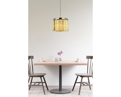 Elegant Crystal Prism 6 Light Round Chandelier - Polished Nickel/Gold, L 20" (1208D20PN-GT-RC)