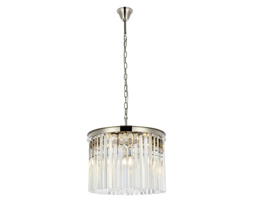 Elegant Crystal Prism 6 Light Round Chandelier - Polished Nickel, L 20" (1208D20PN-RC)