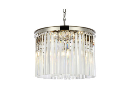 Elegant Crystal Prism 6 Light Round Chandelier - Polished Nickel, L 20" (1208D20PN-RC)